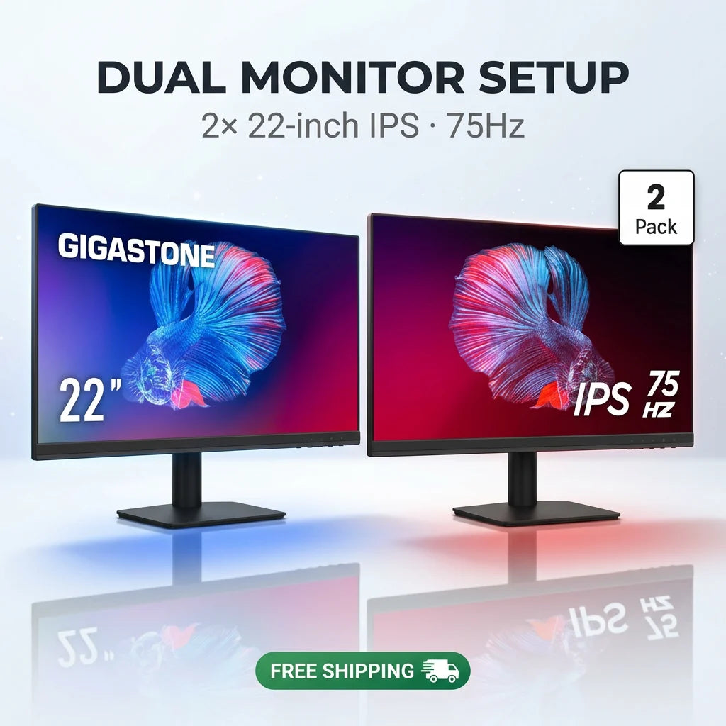 Gigastone Dual Monitor Setup – 2× 22″ IPS 75Hz Displays