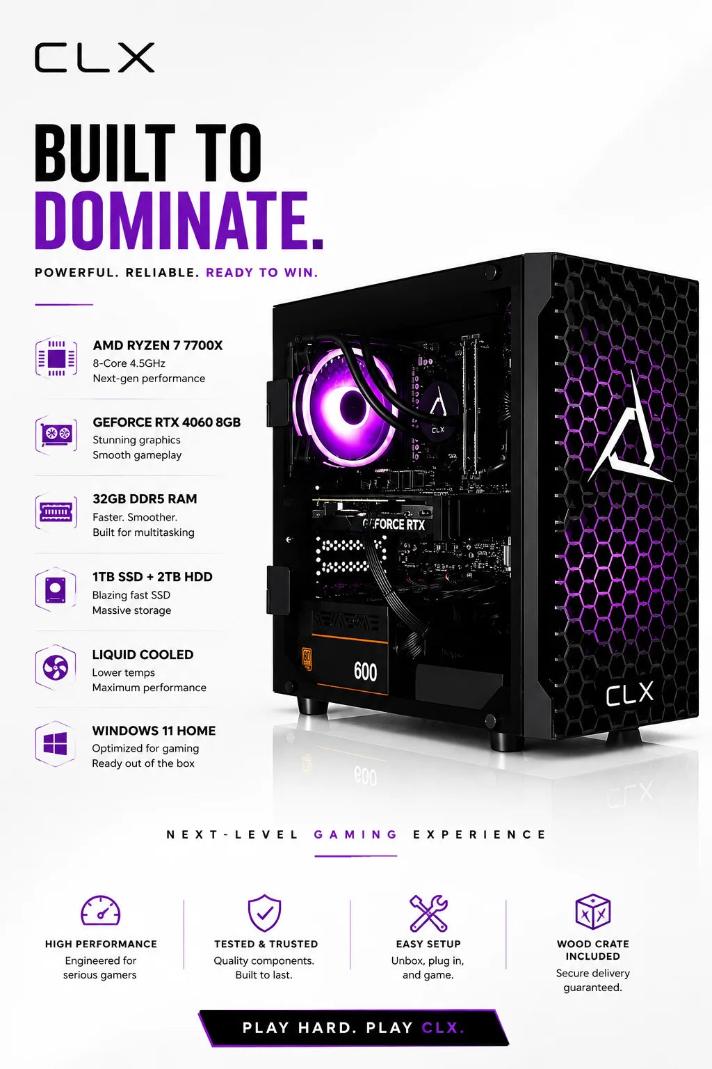 Gaming PC CLX RGB– Ryzen 7 • RTX 4060 • 32GB RAM • 1TB SSD