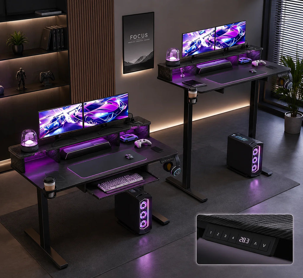 GAMING Electric Desk - Adjustable Standing Desk – Smart Sit/Stand Workstation