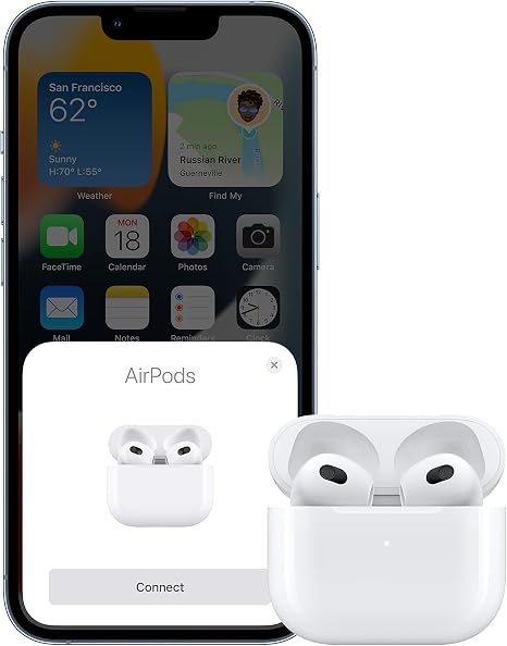 Apple AirPods (3rd Generation) Wireless Earbuds with MagSafe Charging Case. Spatial Audio, Sweat and Water Resistant