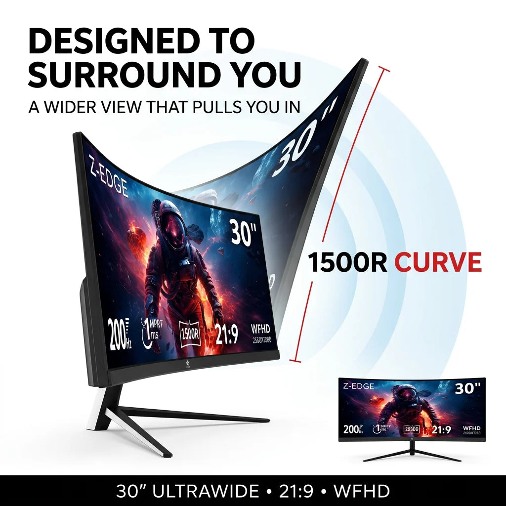 30″ UltraWide Curved Gaming Monitor – 200Hz 1ms WFHD