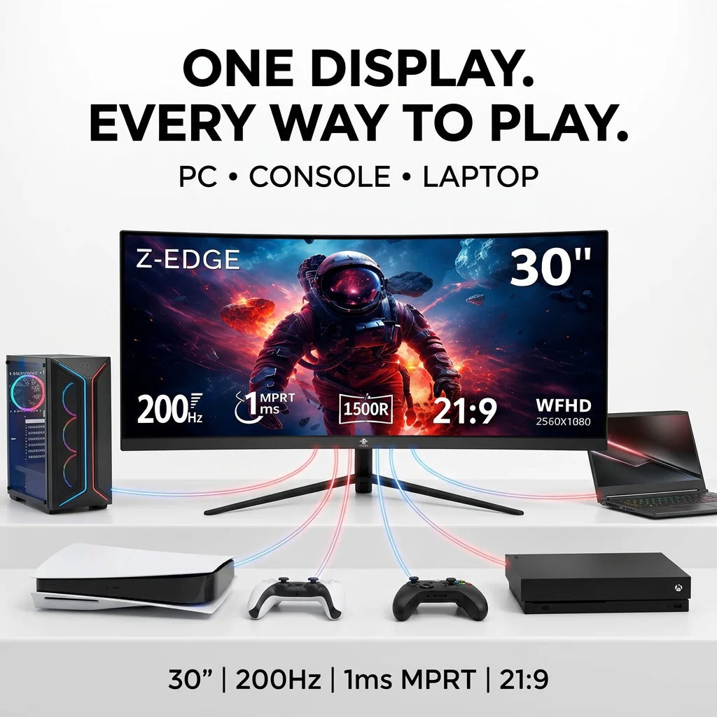 30″ UltraWide Curved Gaming Monitor – 200Hz 1ms WFHD