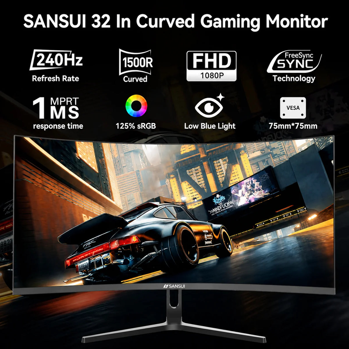 32 Inches Curved Gaming Monitor – 240Hz FHD 1ms