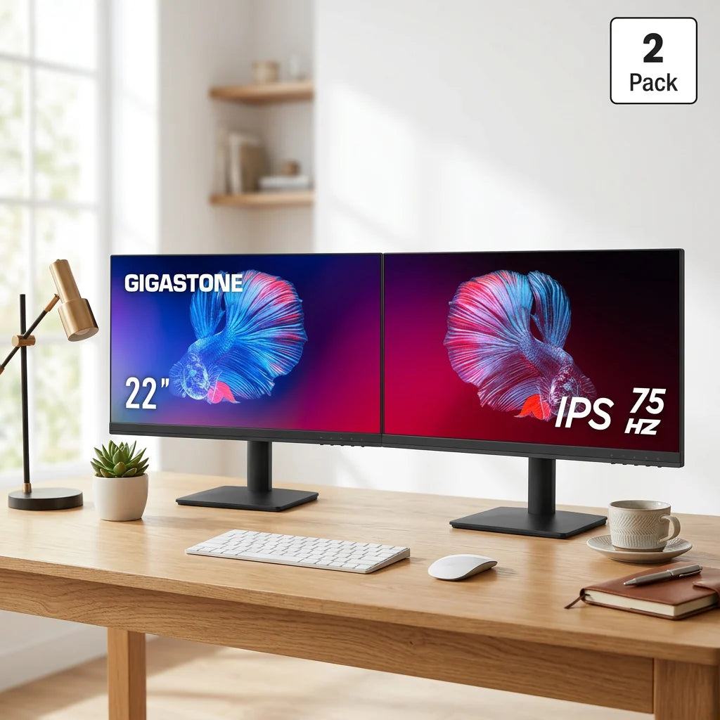 Gigastone Dual Monitor Setup – 2× 22″ IPS 75Hz Displays